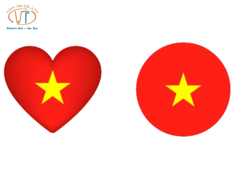 Sticker cờ Việt Nam với hai hình dạng khác nhau