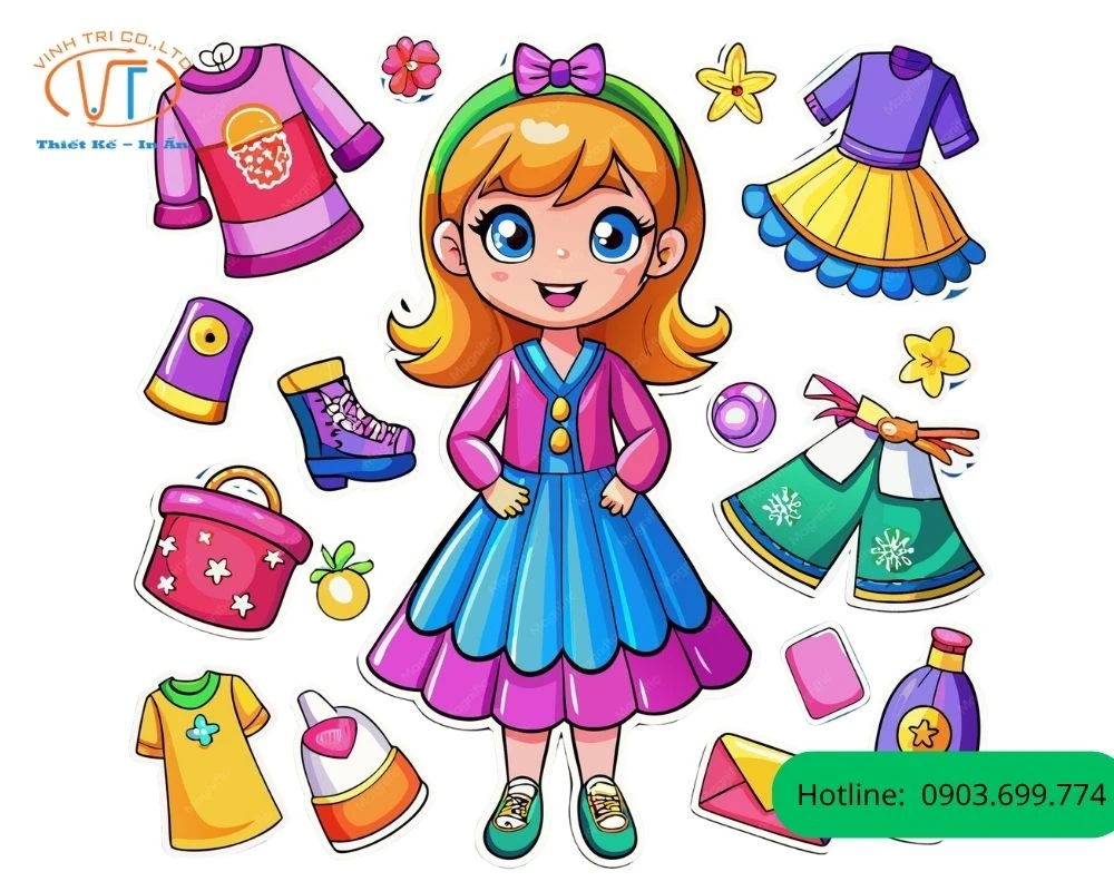 Sticker cô gái với những chiếc váy