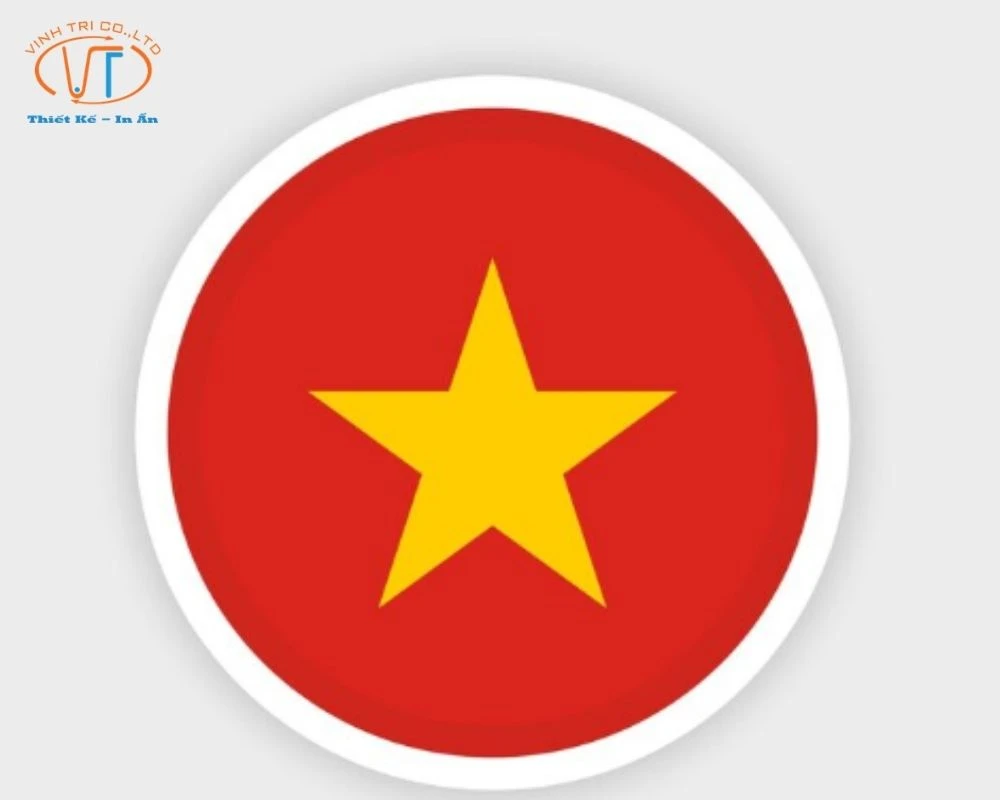Sticker lá cờ Việt Nam hình tròn
