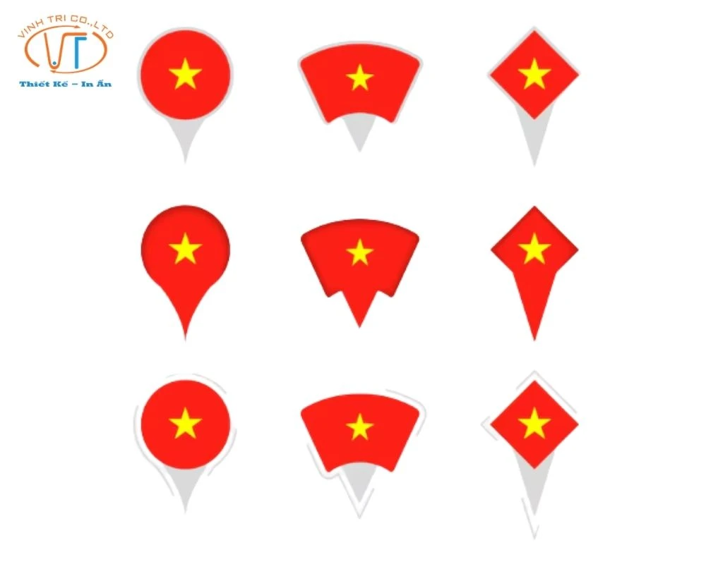 Sticker lá cờ Việt Nam với nhiều hình dạng