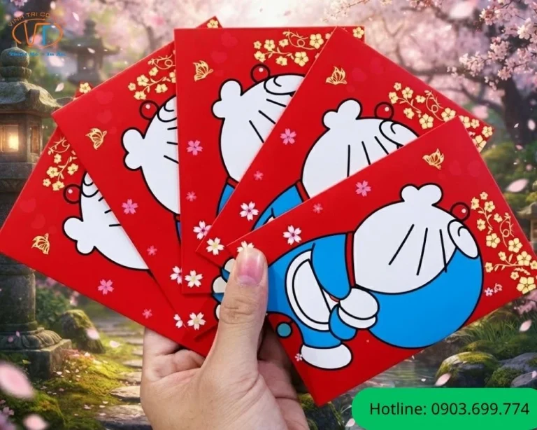 Bao lì xì Doraemon đang hôn