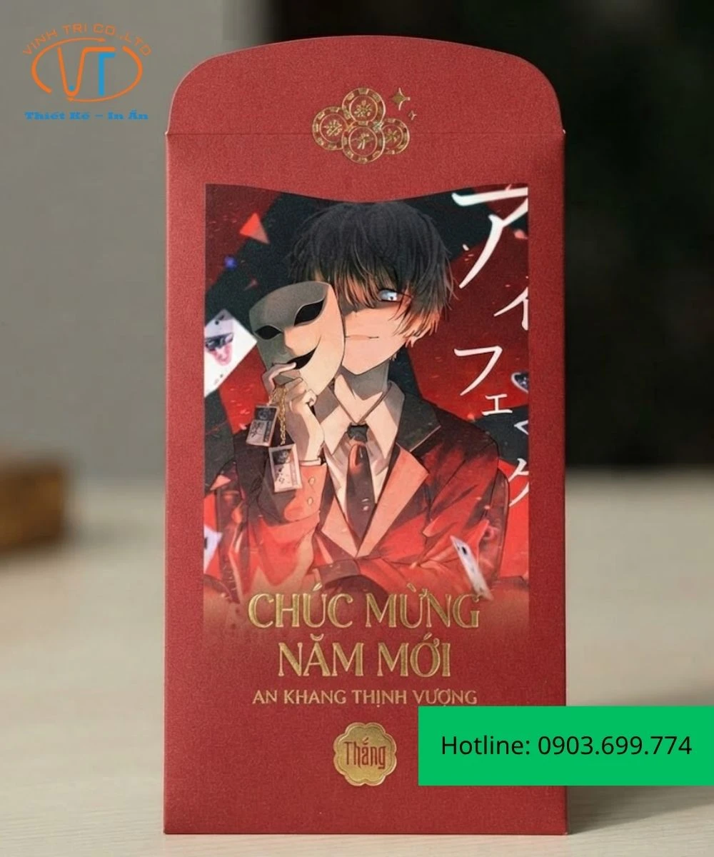Bao lì xì anime có hình ảnh chàng trai đeo mặt nạ