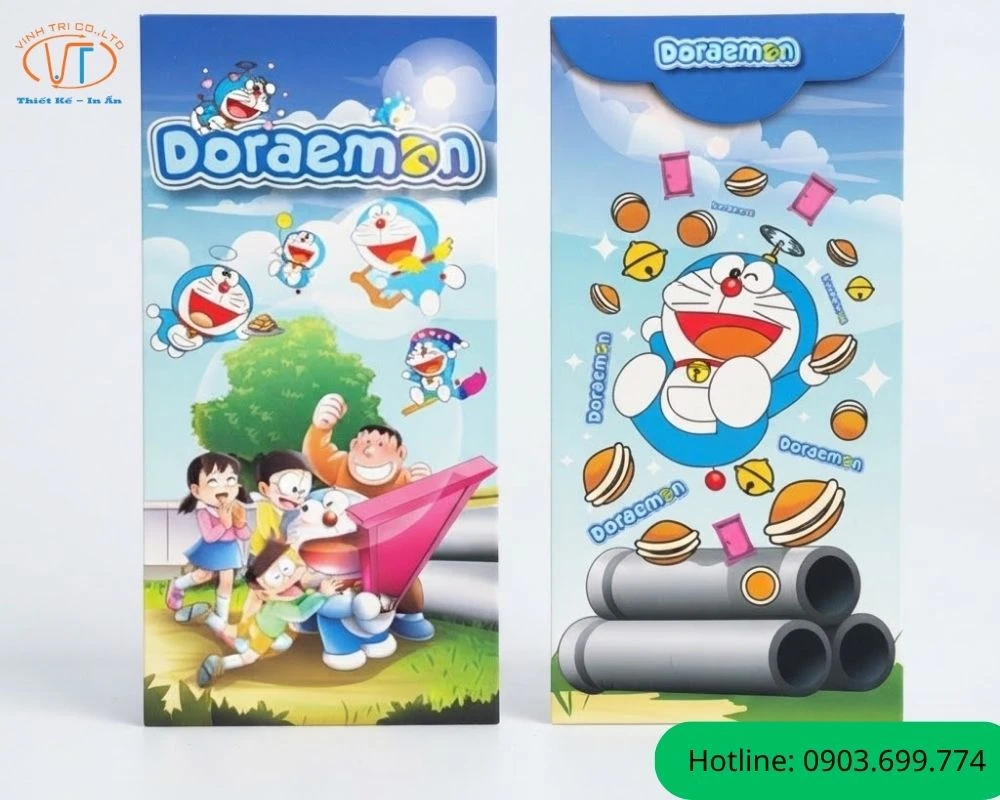 Mẫu bao lì xì Doraemon và những người bạn