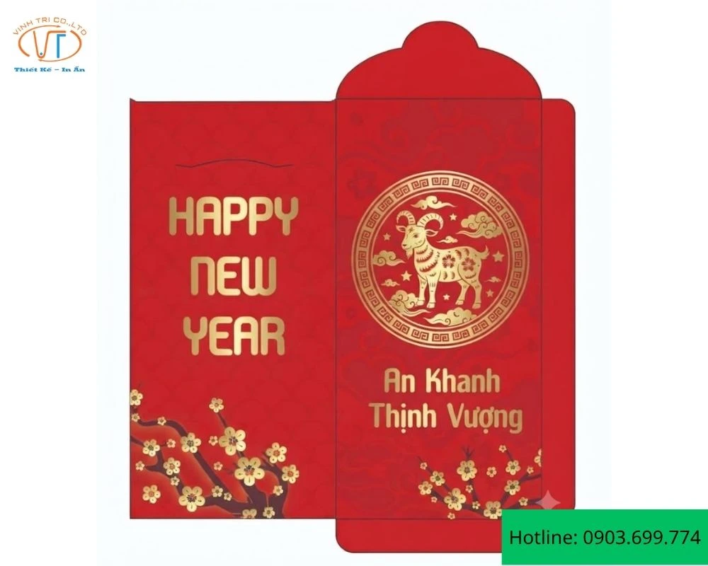 Mẫu bao lì xì in dập nổi Đinh Mùi 2027
