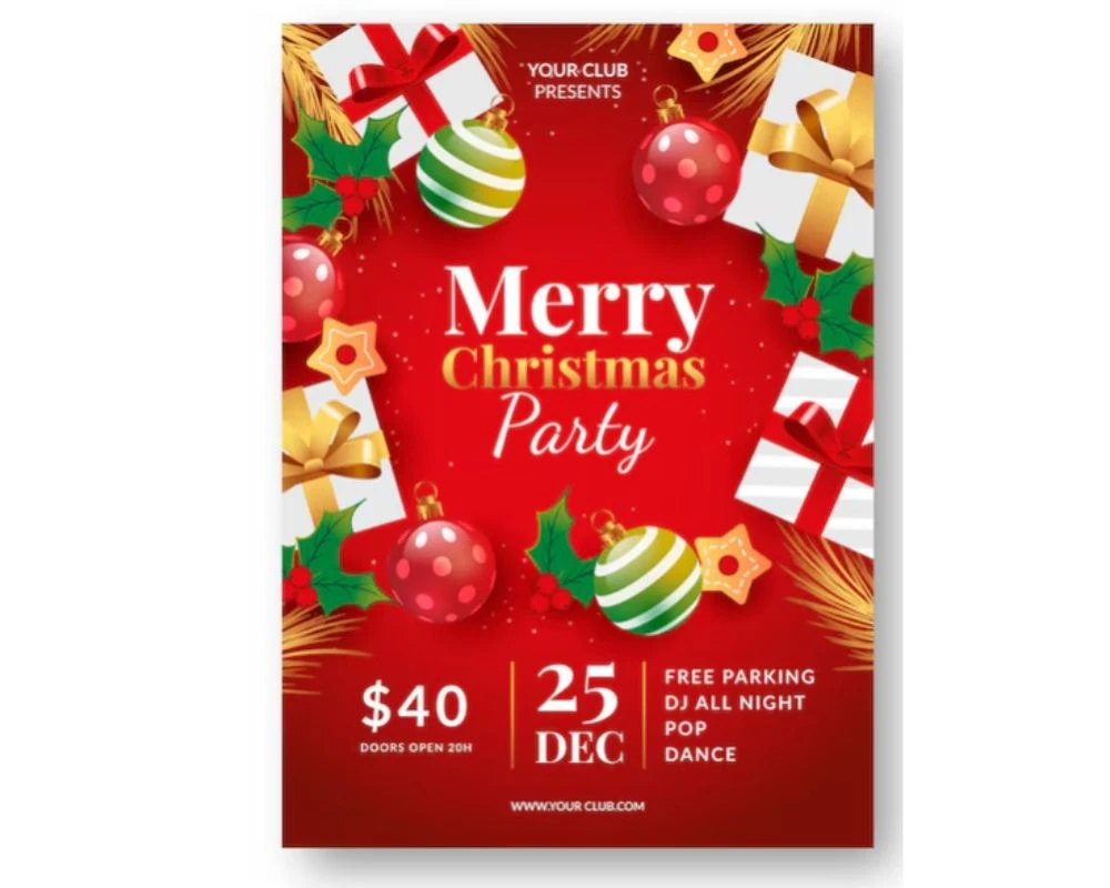 Mẫu tờ rơi Noel có hình gói quà