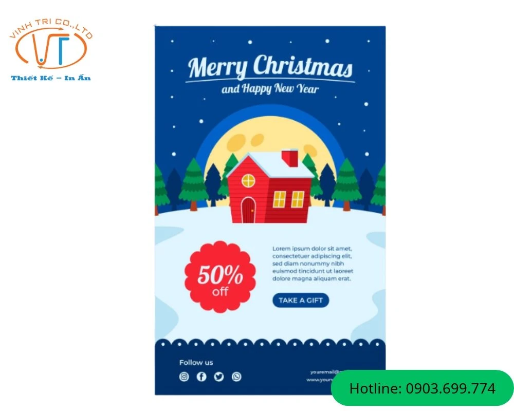 Mẫu tờ rơi giáng sinh giảm giá 50%
