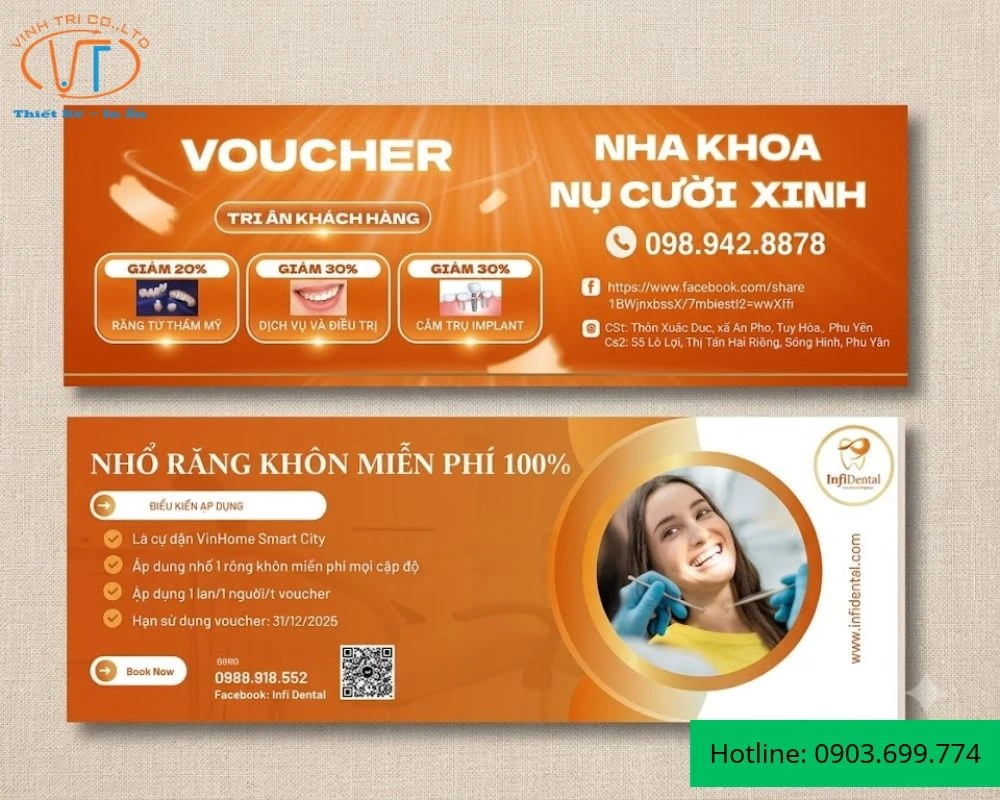 Mẫu voucher nha khoa Nụ Cười Xinh