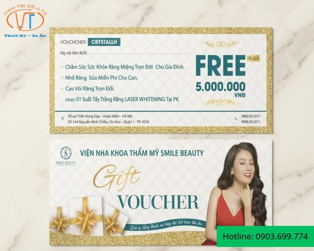Mẫu voucher nha khoa trị giá 5.000.000 VND