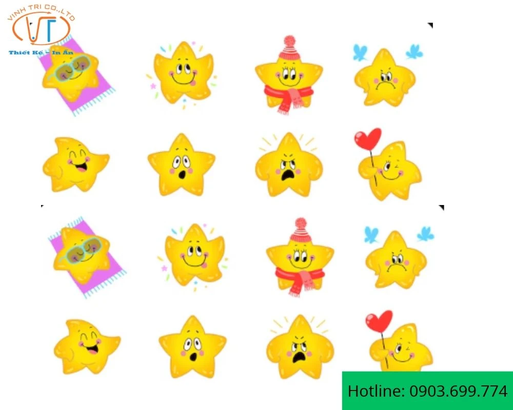 Sticker ngôi sao có biểu cảm khác nhau