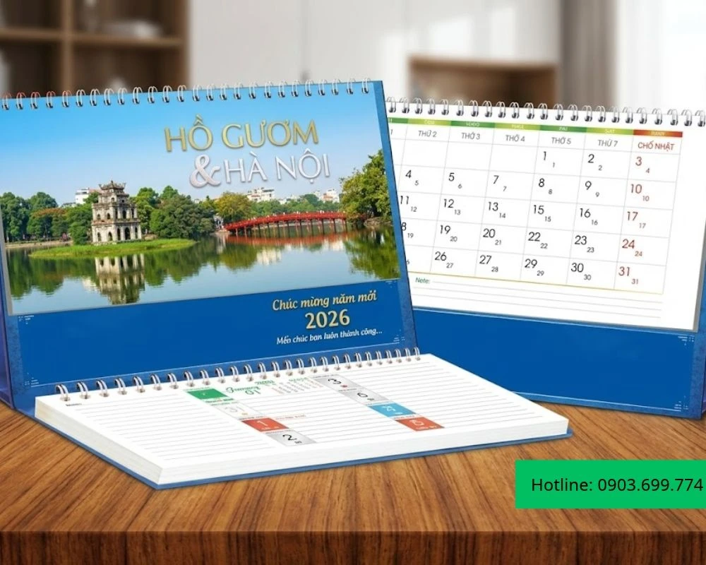 Mẫu lịch chữ M về cảnh Hồ Gươm
