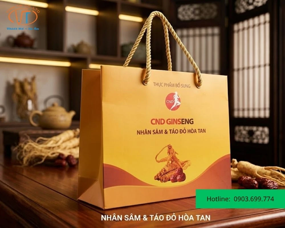 Túi đựng nhân sâm cao cấp có dây quai vàng