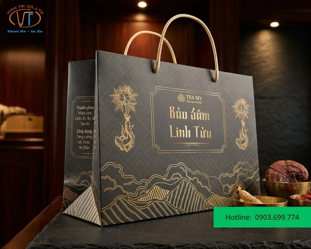 Túi đựng nhân sâm màu đen dạng ngang