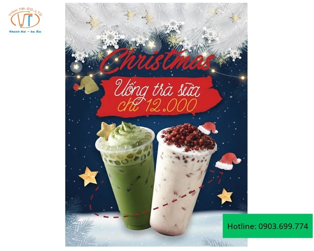 Tờ rơi trà sữa cho ngày giáng sinh
