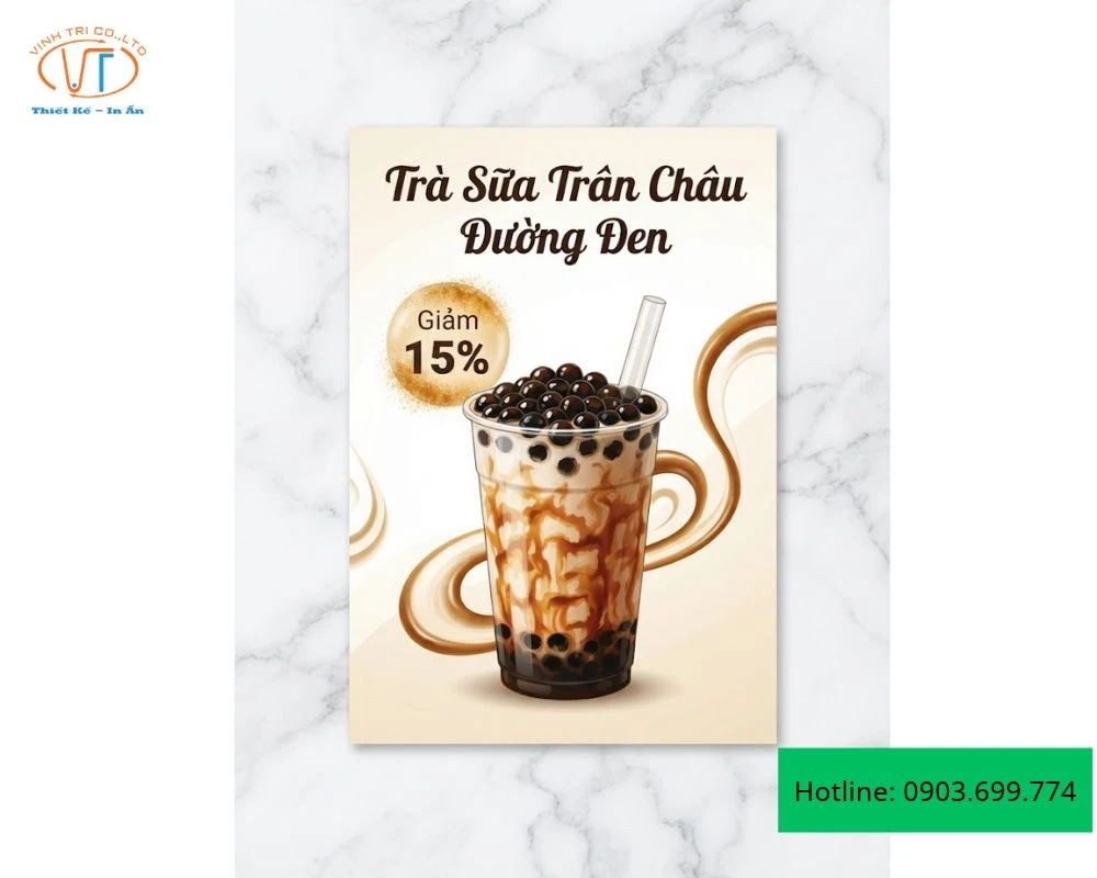 Tờ rơi trà sữa trân châu đường đen