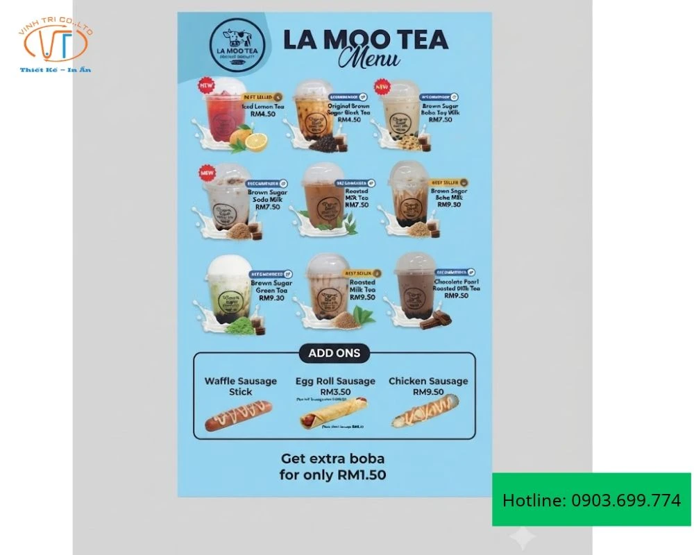 Tờ rơi trà sữa La Moo Tea